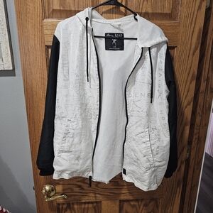 Marc Ecko White and Black Lightweight Hoodie Jacket